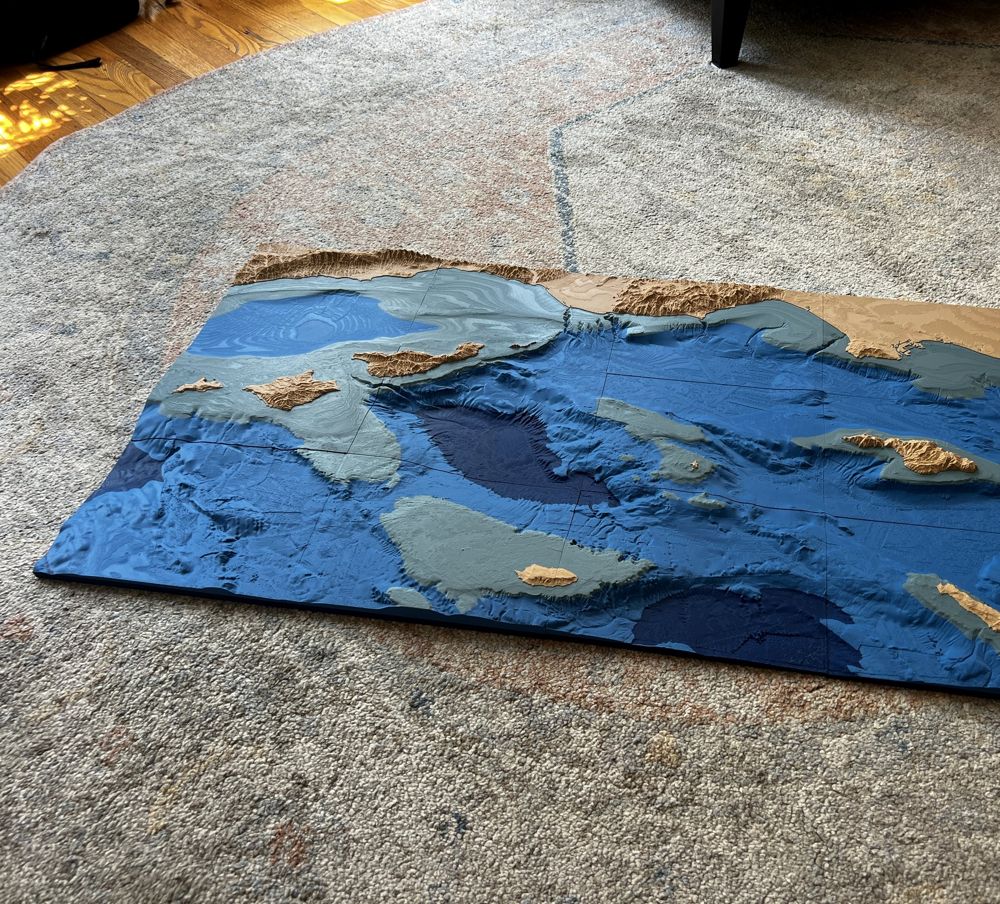 The relief seen at a low angle