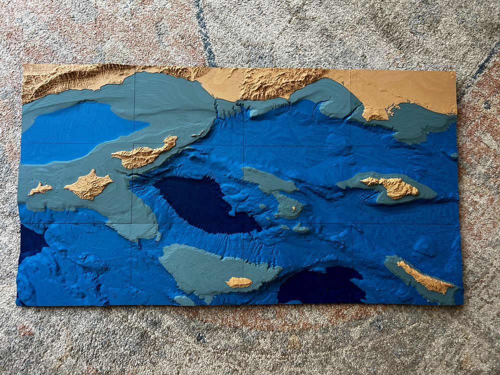 Islands rising from the basin floor