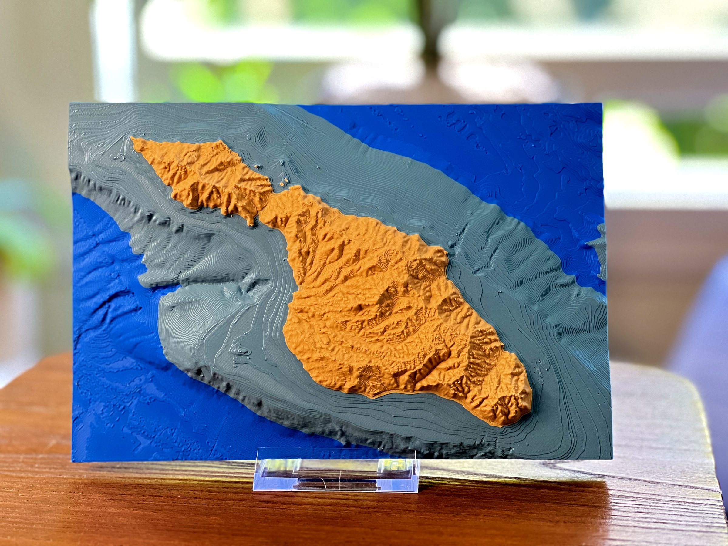 Catalina Island, sculpted relief map