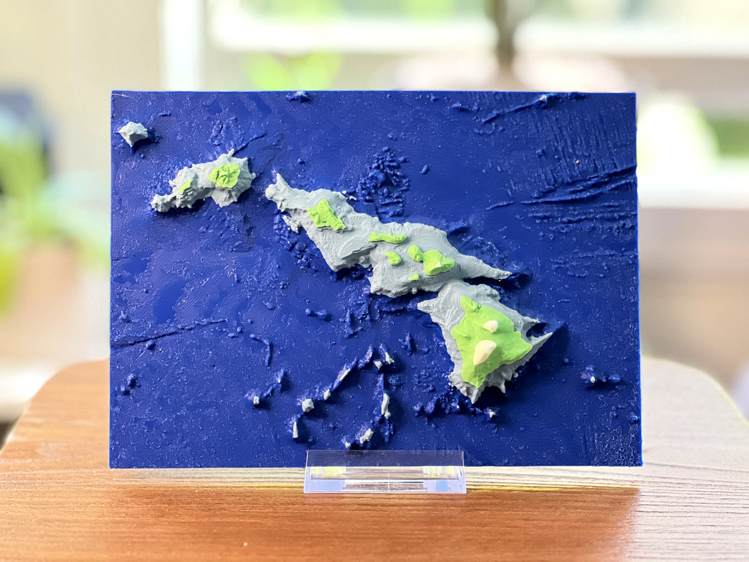 Hawaiian Islands, sculpted relief map